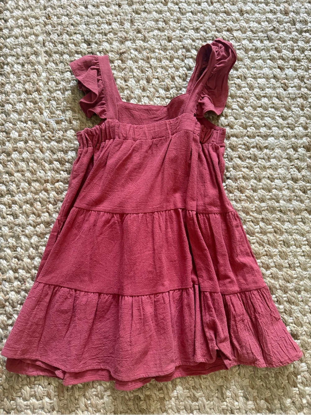 Girls Tiered Ruffle Strap Dress - Rose Pink